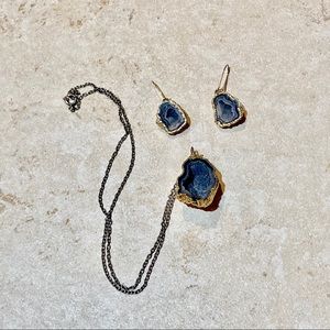 Natural Geode earrings and necklace set